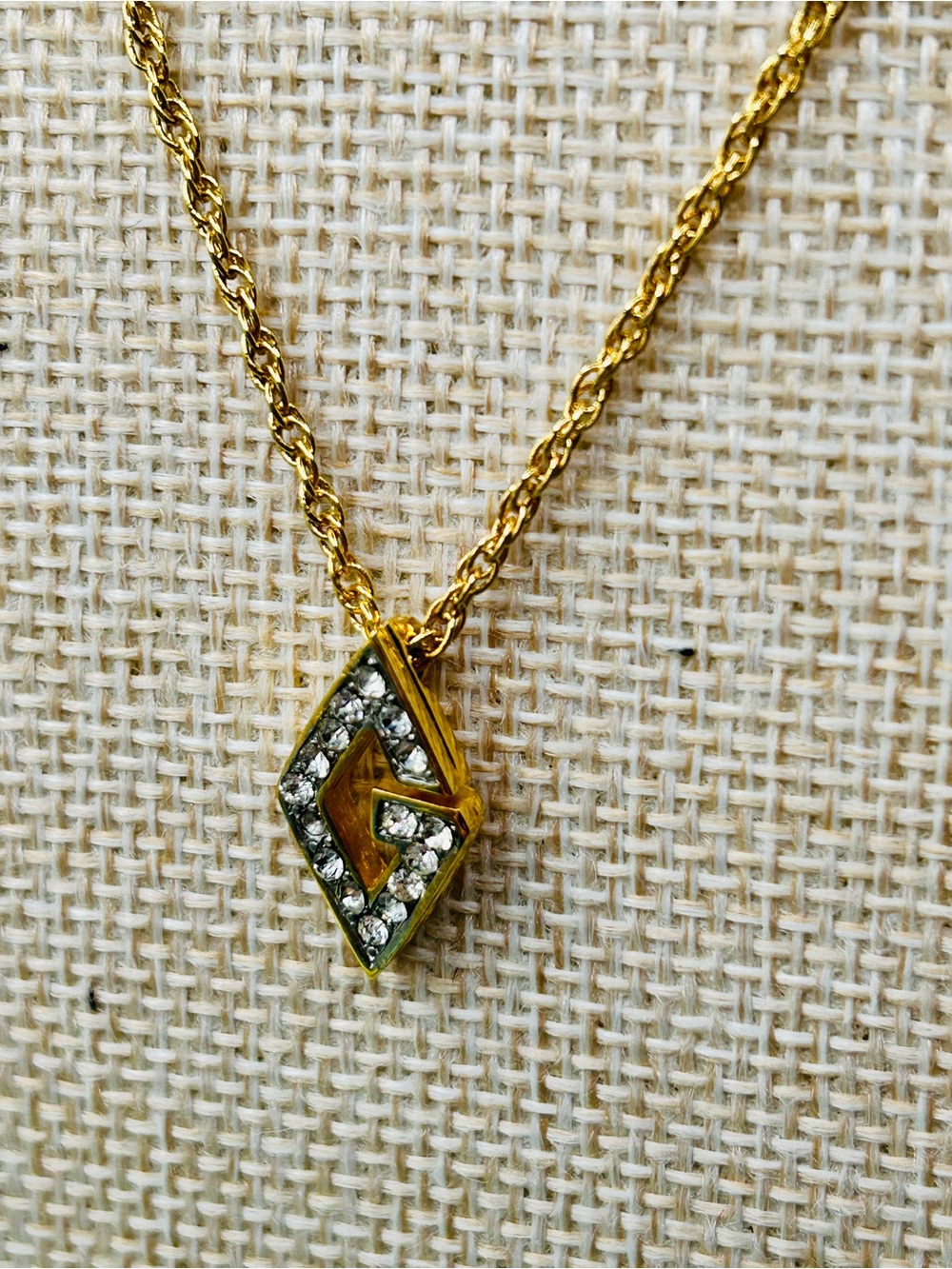Givenchy Gold-Tone Crystal Rhombus Pendant Necklace